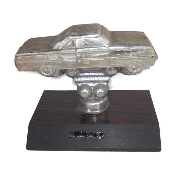 5" Cast Metal Auto Racing Trophy Award Figure Muscle Car Blank Plaque Label - Picture 1 of 7